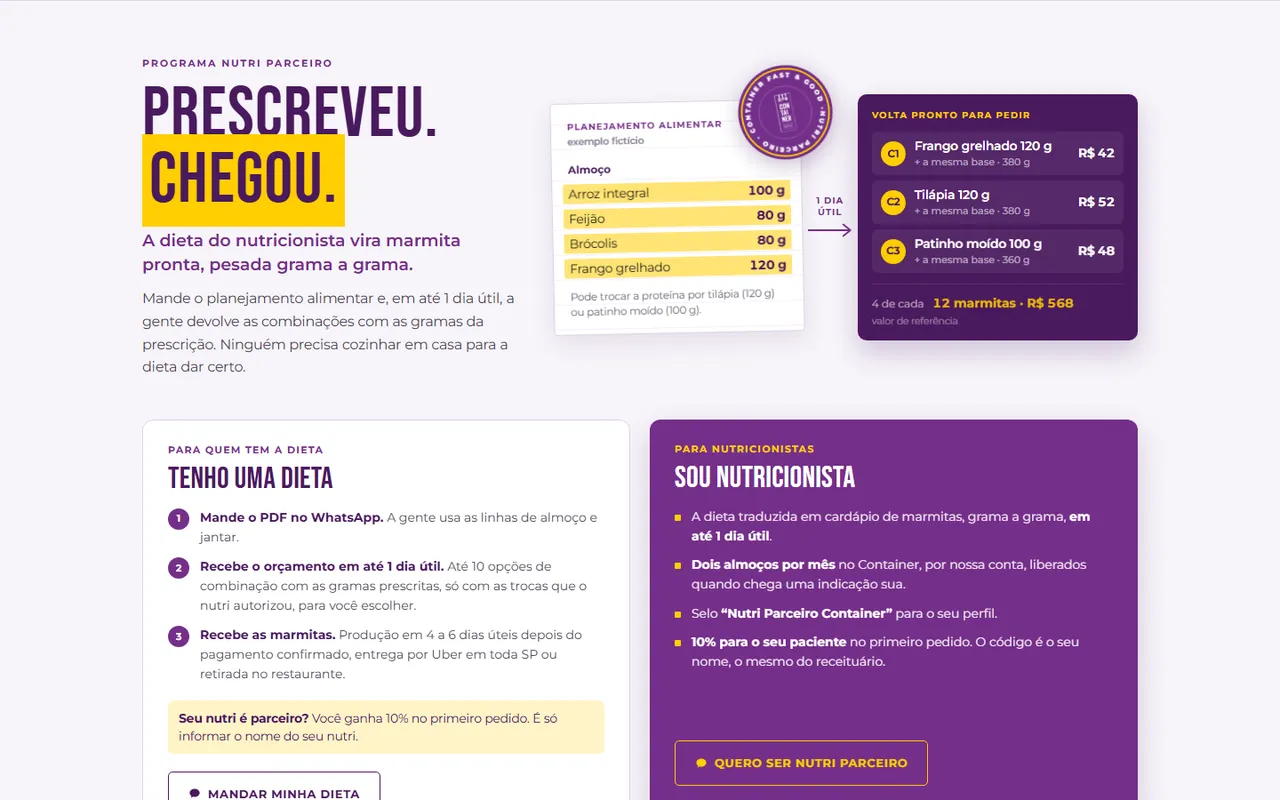 Programa Nutri Parceiro: Prescreveu. Chegou. Caminhos para quem tem uma dieta e para nutricionistas.